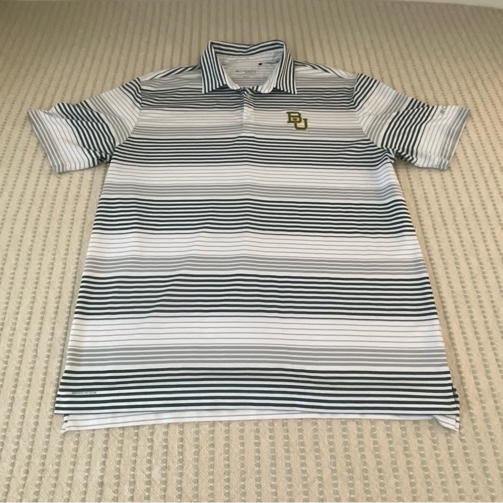 Baylor - Green, White & Grey - Striped Columbia Golf Shirt - Men’s - Size: XL